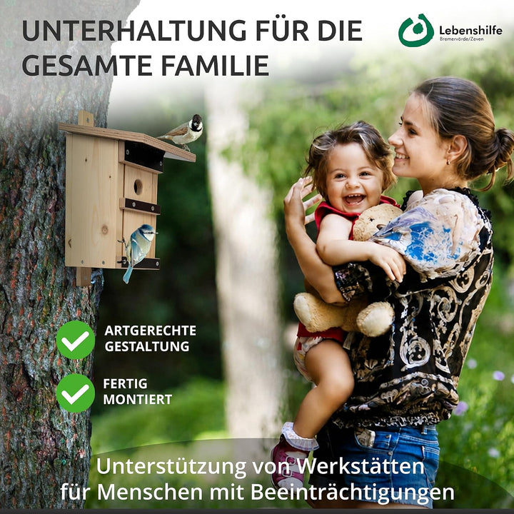 Nistkasten Vögel 32 mm Einflugloch aus Massivholz – Vogelhaus für Meisen, Sperlinge &amp; Höhlenbrüter –