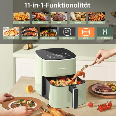 Fabuletta Heissluftfritteuse 5,7L, 11-in-1 Air Fryer, Max230℃ Heissluft Fritteusen, Digitaler Timer