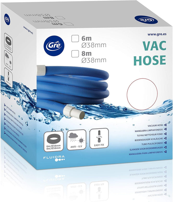 Gre AR210 - Poolschlauch mit 2 Anschlüssen für Poolreiniger, Ø38 mm, 6 m 6m, 6m