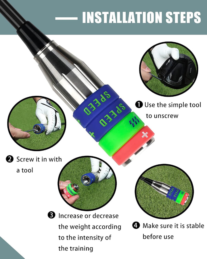Big Crazy Golfschwung-Geschwindigkeitstrainer, verstellbar, Golf-Trainingsgerät, DREI Gewichtskonfig