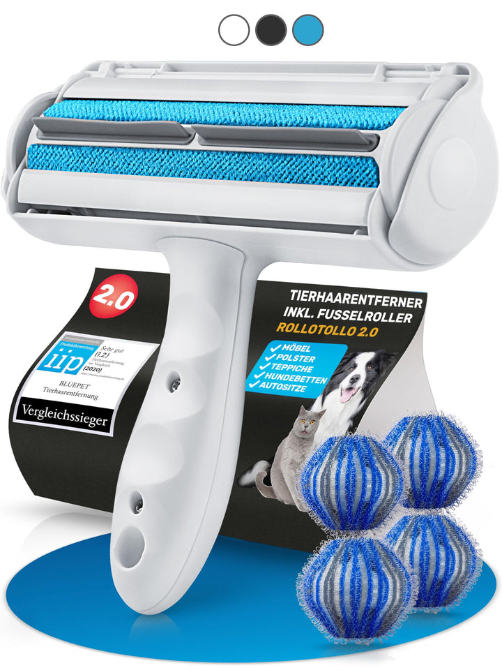 BluePet RolloTollo Selbstreinigende Fusselrolle - Tierhaarentferner für Haustierhaar, Entfernung Tie