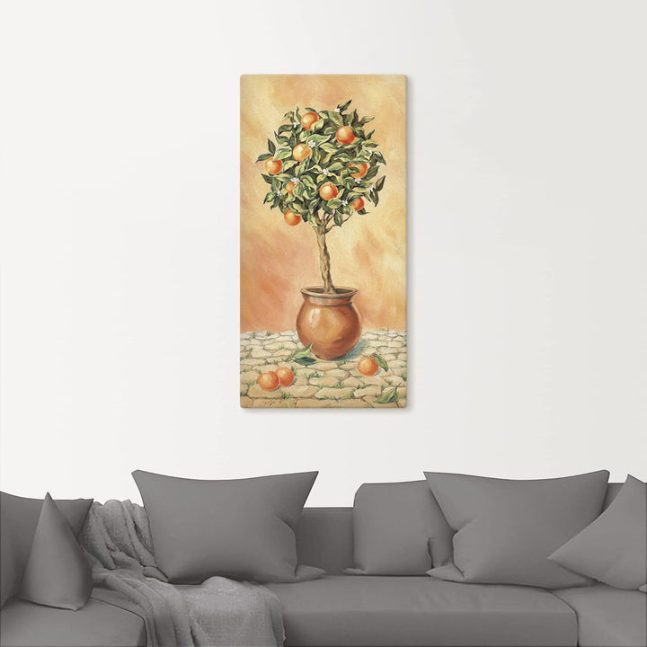 ARTLAND Wanddeko Leinwand Bilder Wandbild 30x60 cm Botanik Pflanzen Topfpflanze Malerei Orange T5HX