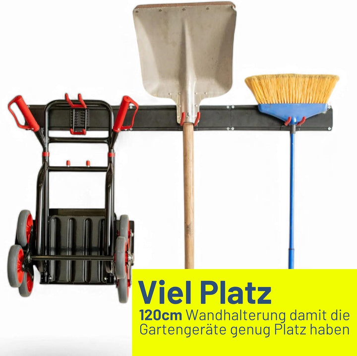 Pallit BRACKET-S Besenhalterung Wand Set (3 Schienen + 6 Haken) Gerätehalter Schwarz Schwerlast Wand