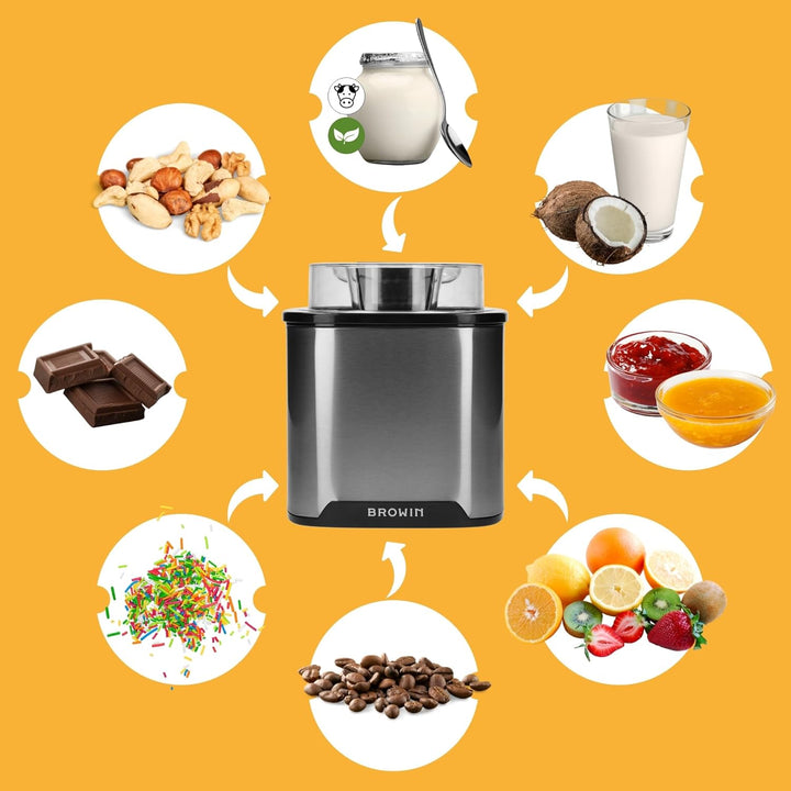 BROWIN® Eismaschine für Eiscreme, Sorbets & gefrorenen Joghurt, 1,5L Kapazität, LED-Display, einfach