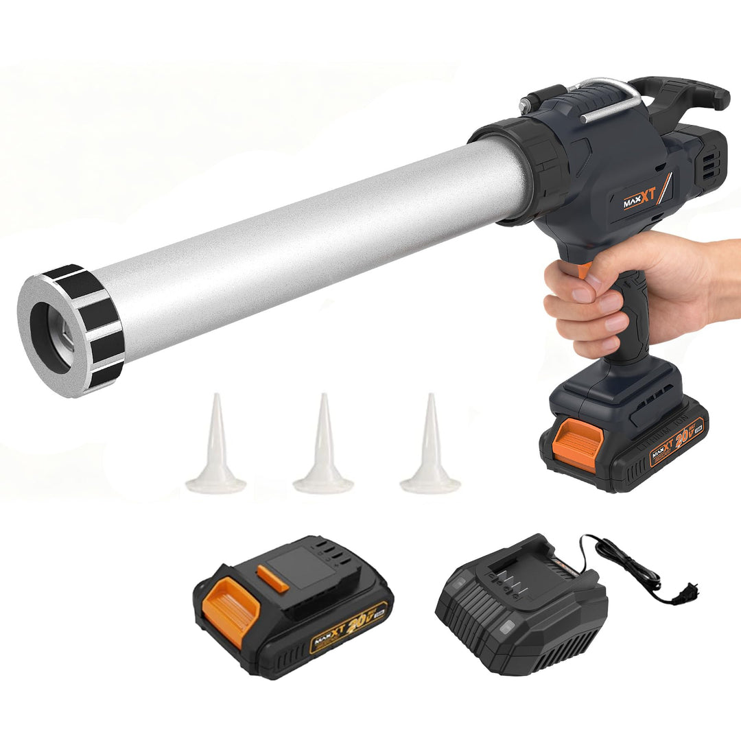 MAXXT Elektro-Dichtungsspritze für 600 ml-Kartuschen, 20V Silikonspritze mit 2000 mAh Akkus zum Dich