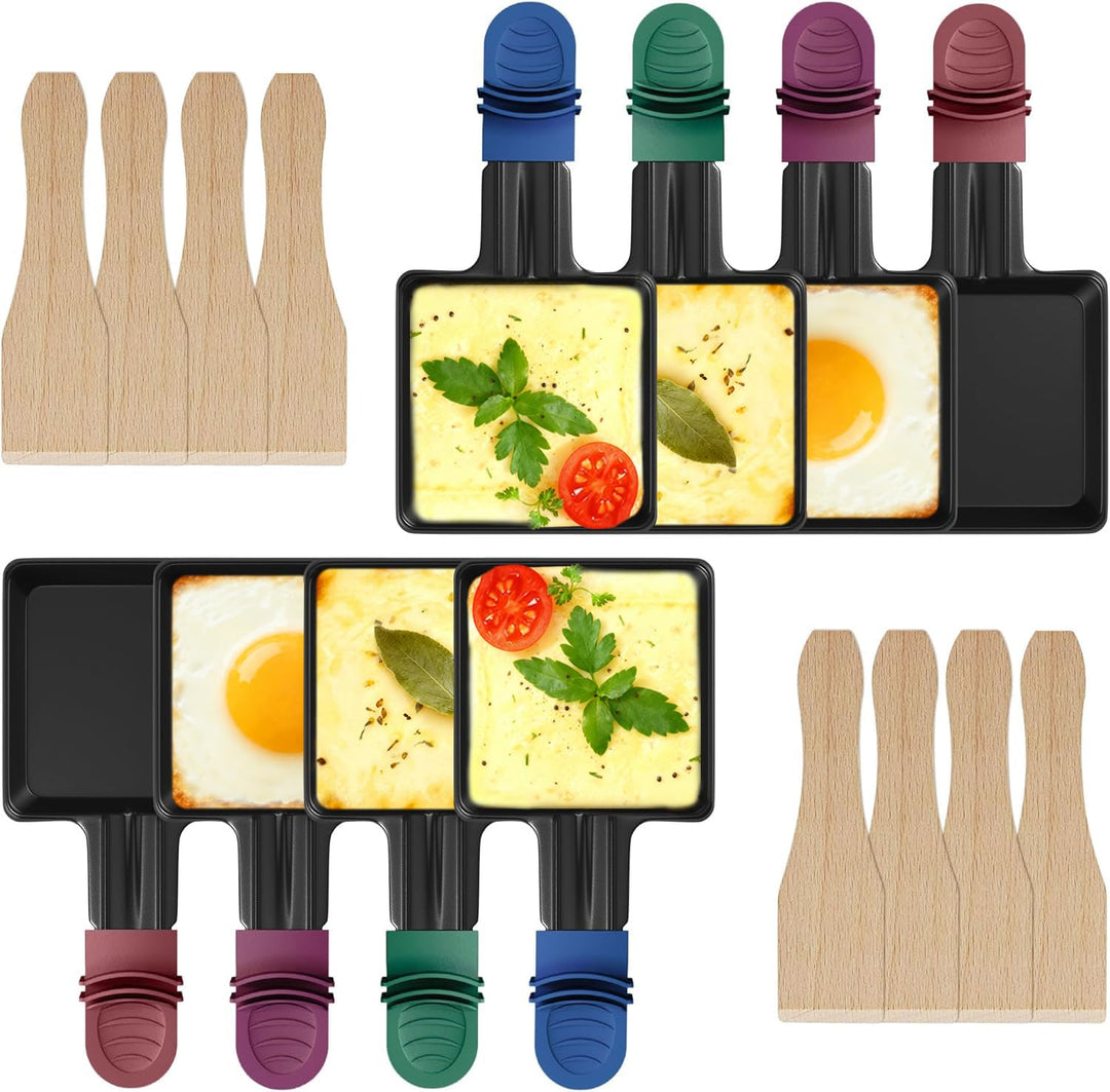 ipow 8 Stück Raclette Pfännchen Ersatz Mini Pfännchen Antihaftbeschichtet viereckig für Raclette mit