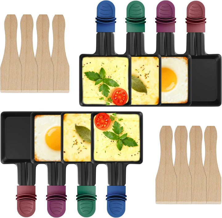 ipow 8 Stück Raclette Pfännchen Ersatz Mini Pfännchen Antihaftbeschichtet viereckig für Raclette mit