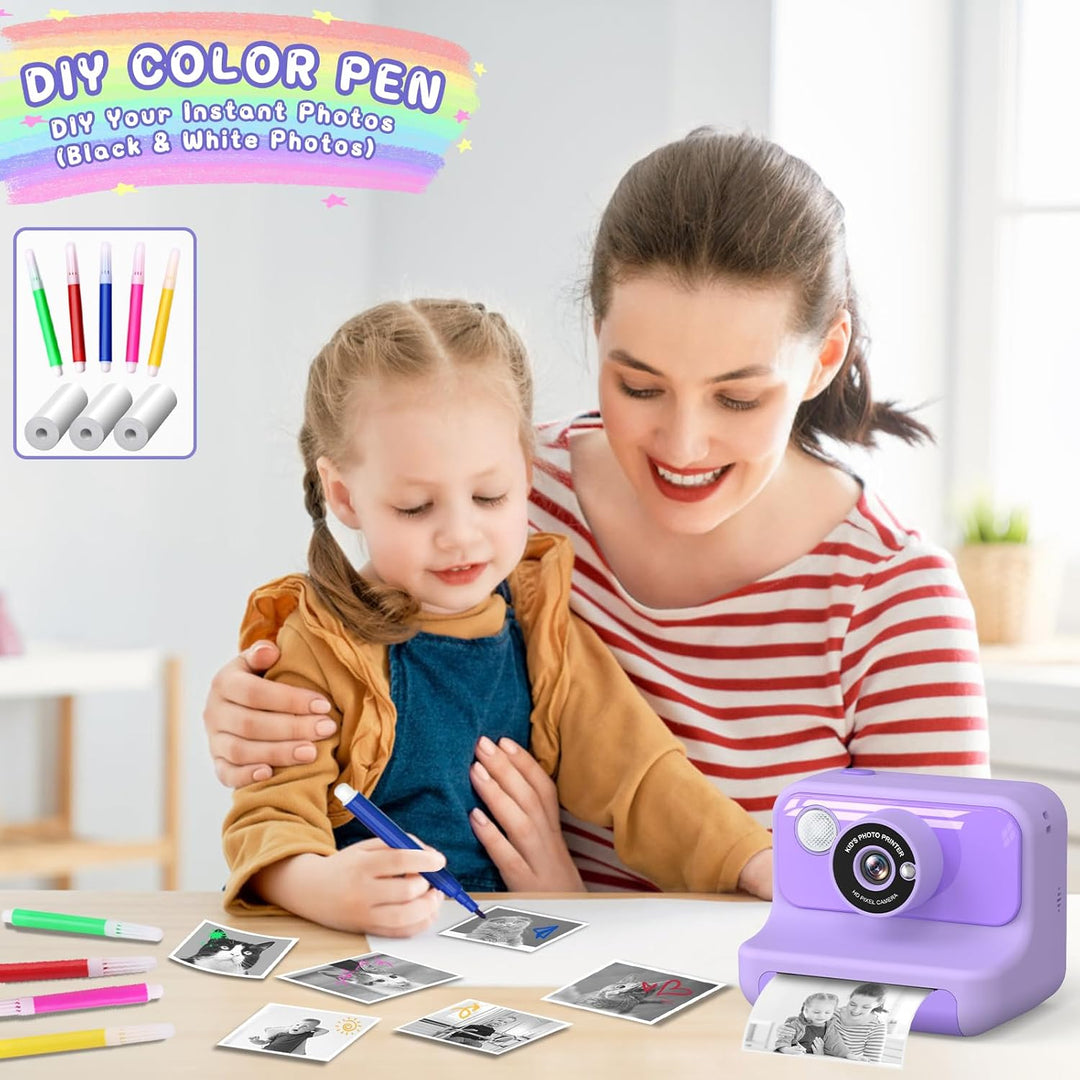 Hangrui Sofortbildkamera Kinder, 2,4 Zoll Bildschirm Kinderkamera Sofortbildkamera mit 32G Karte & D