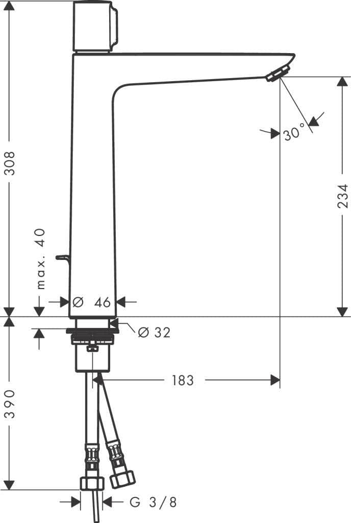 hansgrohe Wasserhahn Talis Select E (Armatur mit Auslauf Höhe 240mm und Zugstangen-Ablaufgarnitur) C