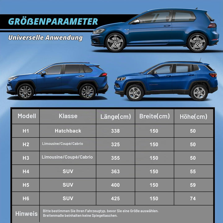 Halbgarage für Auto Winter SUV,Halbgarage Oben Wasserdicht Atmungsaktiv Autoabdeckung,Abdeckplane Ha