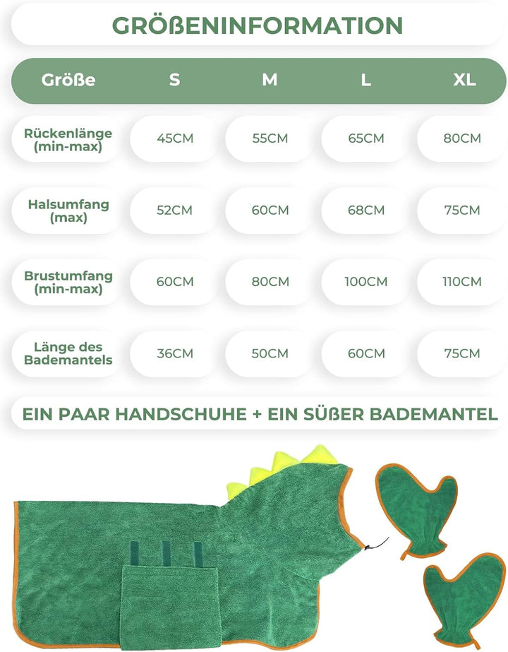 Bademantel für Hunde, Hundebademantel Aus Mikrofaser, Verstellbares Halsband Mit Klettverschluss Sch