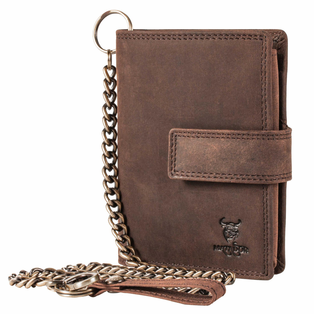MATADOR Portmonee mit Kette Leder #Seattle mit edler Geschenkbox, Elegante Biker Geldbörse und RFID