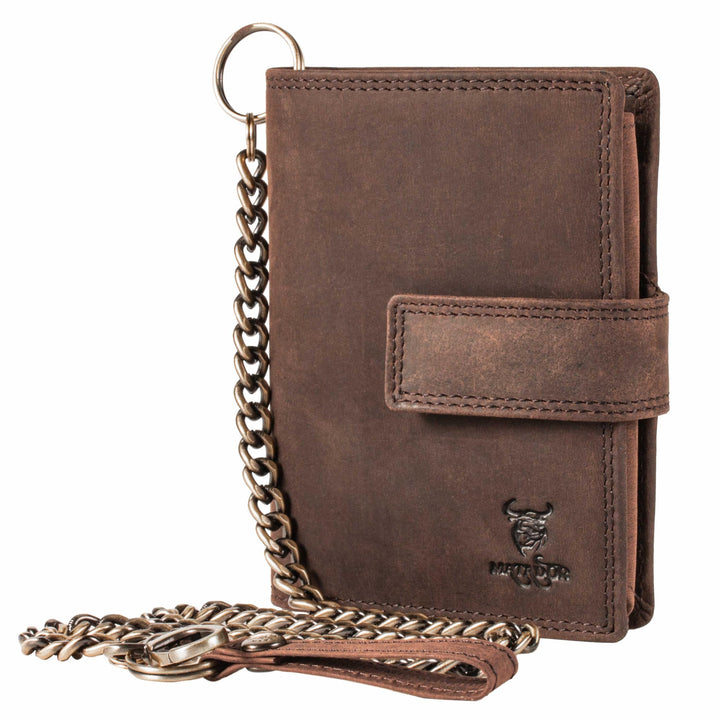 MATADOR Portmonee mit Kette Leder #Seattle mit edler Geschenkbox, Elegante Biker Geldbörse und RFID