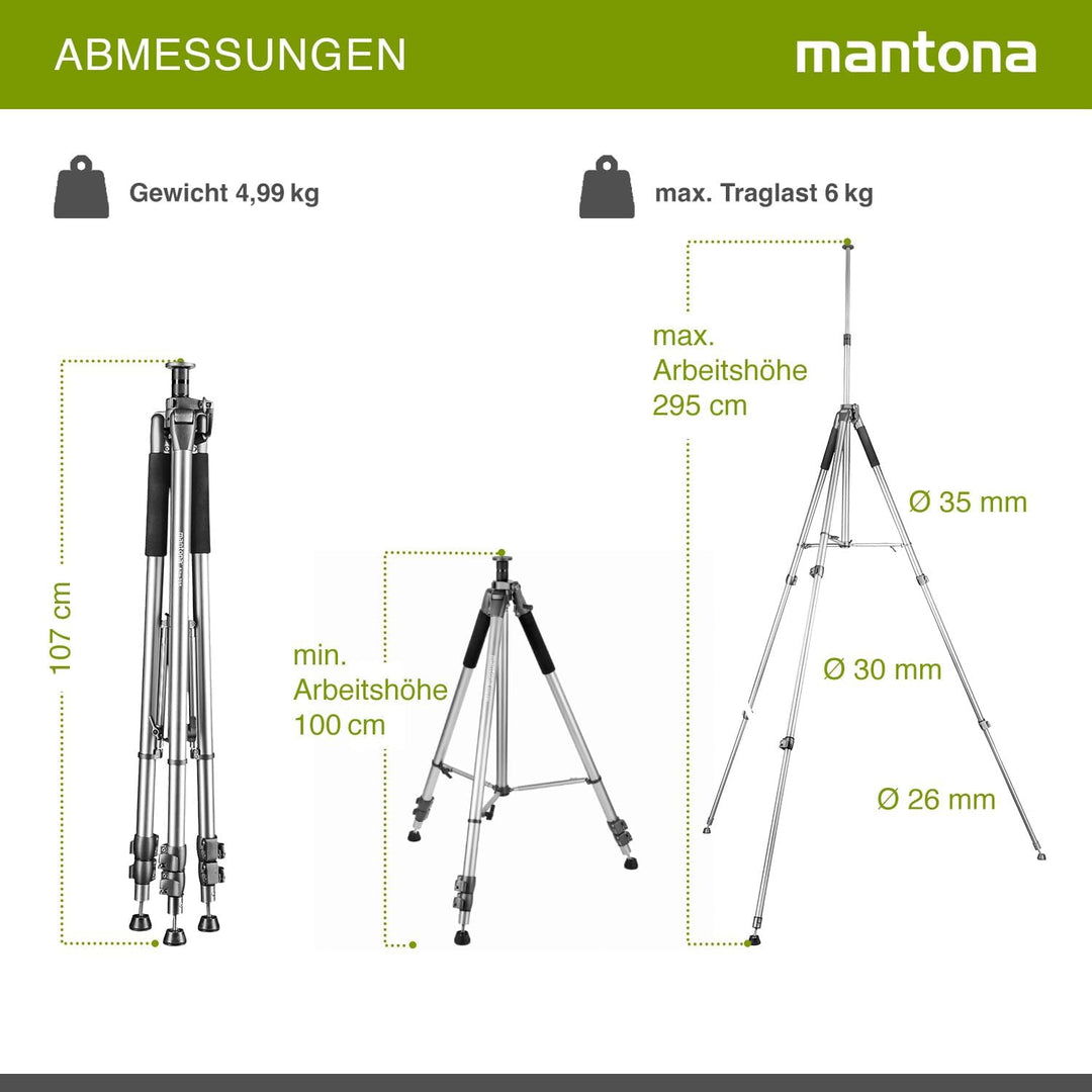 Mantona Alto 295 Stativ mit Kurbelsäule 295cm Alto 295 - 295cm, Alto 295 - 295cm
