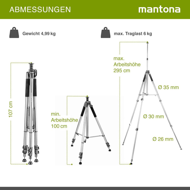 Mantona Alto 295 Stativ mit Kurbelsäule 295cm Alto 295 - 295cm, Alto 295 - 295cm