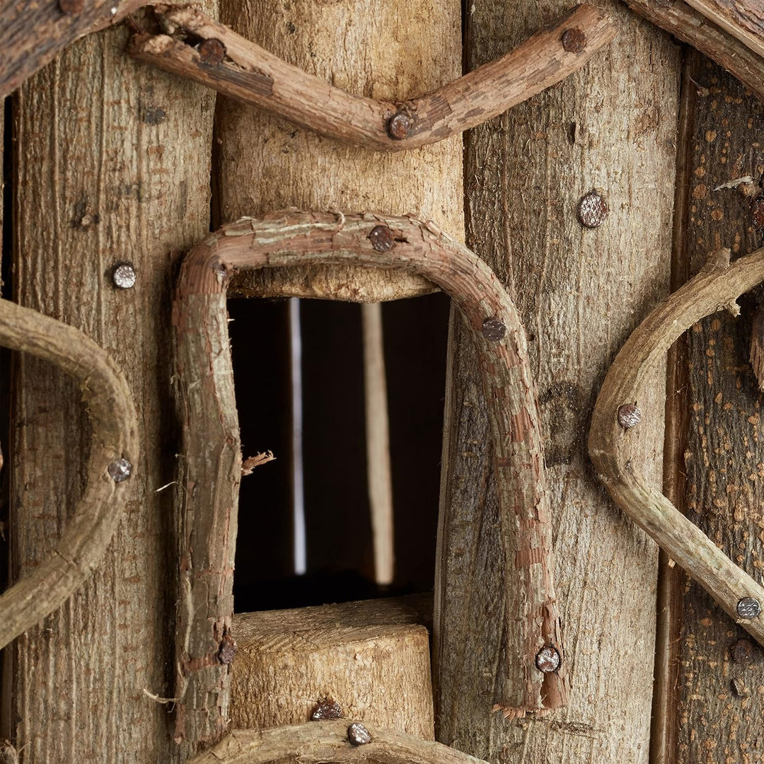 Relaxdays Vogelhaus stehend, unbehandeltes Deko Vogelhäuschen auf Ständer, handgemachtes Holzhaus mi