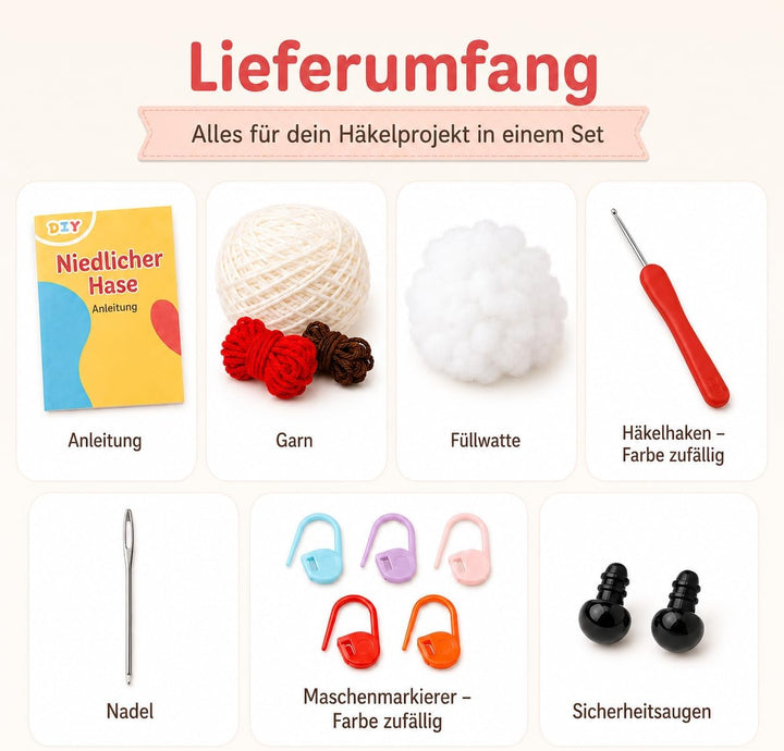 Boriad Häckel Kit für Anfänger,Häkelset mit Schritt-für-Schritt-Videoanleitungen in deutscher Sprach