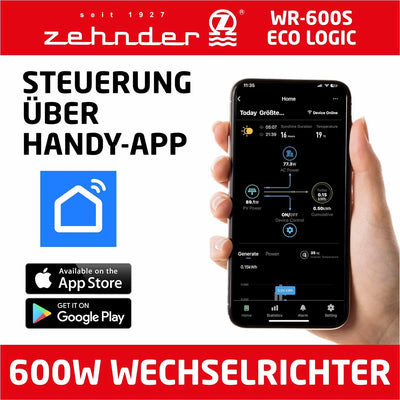 Zehnder WR-600S ECOLOGIC - Smart Micro Wechselrichter mit APP Steuerung - Effizientes Energiemanagme