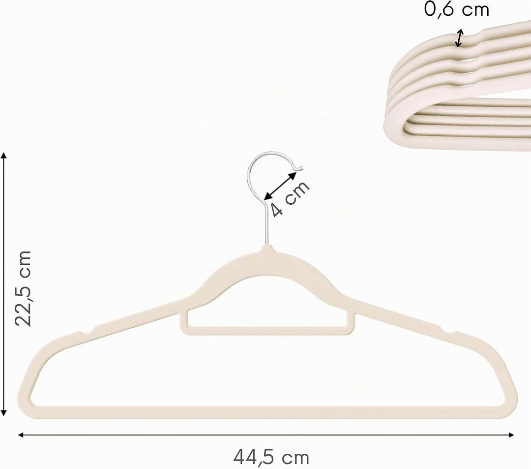OGIVO Samt Kleiderbügel - 50er Set - rutschfest Bügel für Ihren Garderobe - kleine Stange für Krawat