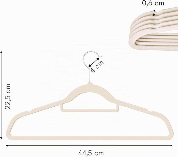 OGIVO Samt Kleiderbügel - 50er Set - rutschfest Bügel für Ihren Garderobe - kleine Stange für Krawat