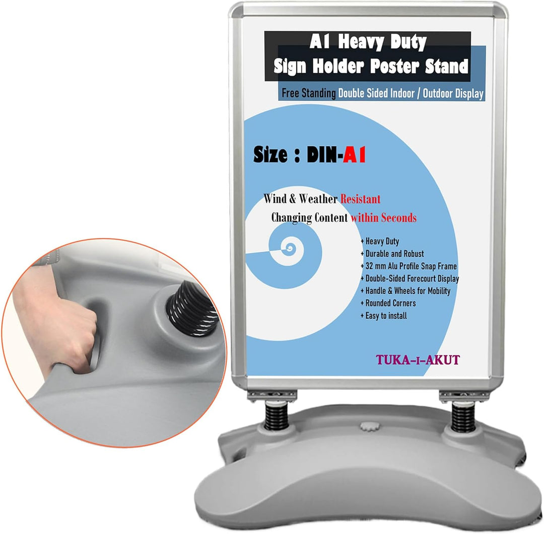 TUKA-i-AKUT A1 Kundenstopper Plakatständer Wind-Sign Beidseitig für 2 Plakate, Werbeaufsteller Mobil