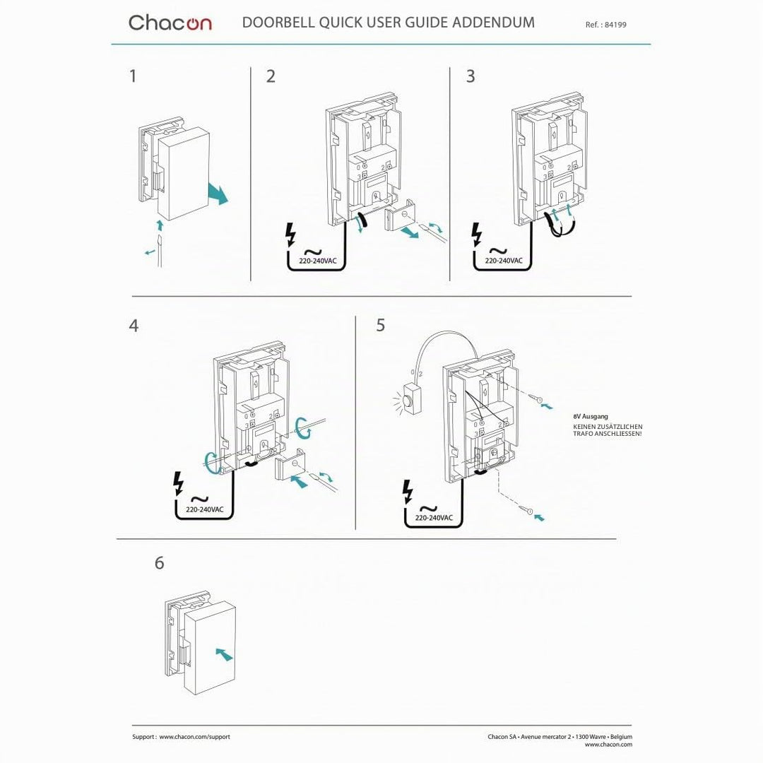 Kabelgebundene Türklingel mit integriertem Transformator Single, Single