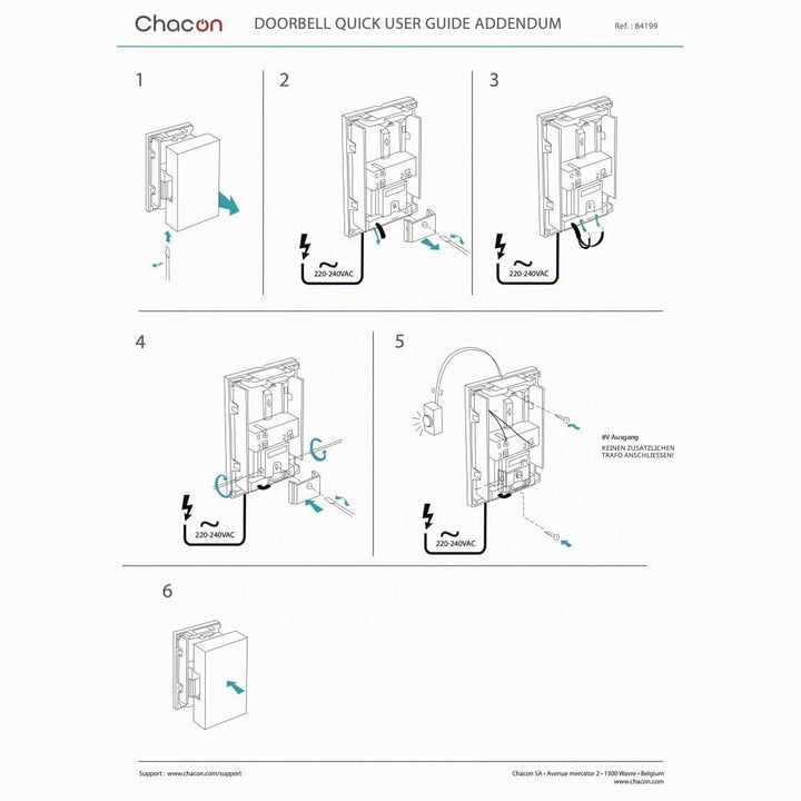Kabelgebundene Türklingel mit integriertem Transformator Single, Single