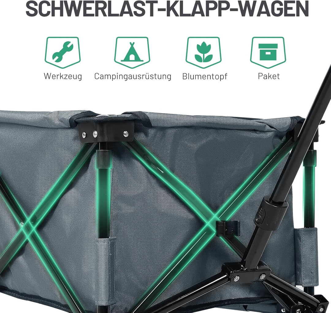TIMBER RIDGE XXL Bollerwagen Faltbar Handwagen mit Seitentasche Getränkehalter verstellbarem Griff,