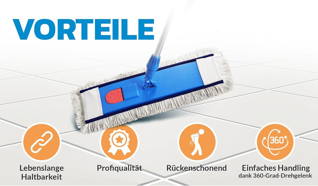 Premium WISCHMOPP 50CM | 3 Stück | nachhaltige Materialien | Baumwolle & Polyester MOPP | Für alle B