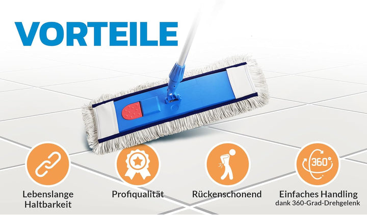 Premium WISCHMOPP 40CM | 3 Stück | nachhaltige Materialien | Baumwolle & Polyester Mopp | Für alle B