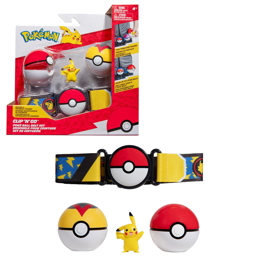 Bandai - Pokémon – Gürtel Clip 'N' Go Pikachu Pokémon Day – 1 Gürtel, 2 Poké-Balls und 1 Pikachu-Fig