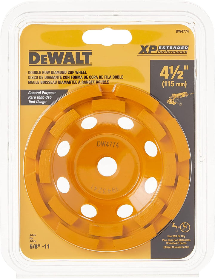 DEWALT Schleifscheibe, zweireihig, Diamantbecher, 4-1/2 Zoll (DW4774) 1-(Pack), 1-(Pack)