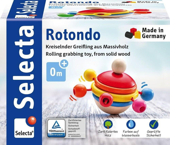 Selecta Greifling Set | Rotondo ab Geburt + Rolina Lok-Greifling | Holzspielzeug Baby | Selecta