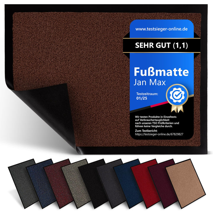 Jan Max Schmutzfangmatte - 8 Farben - Fussmatte mit 2900g/m2 PP Twisted Heatset Faser - 2,4l/m2 Feuc