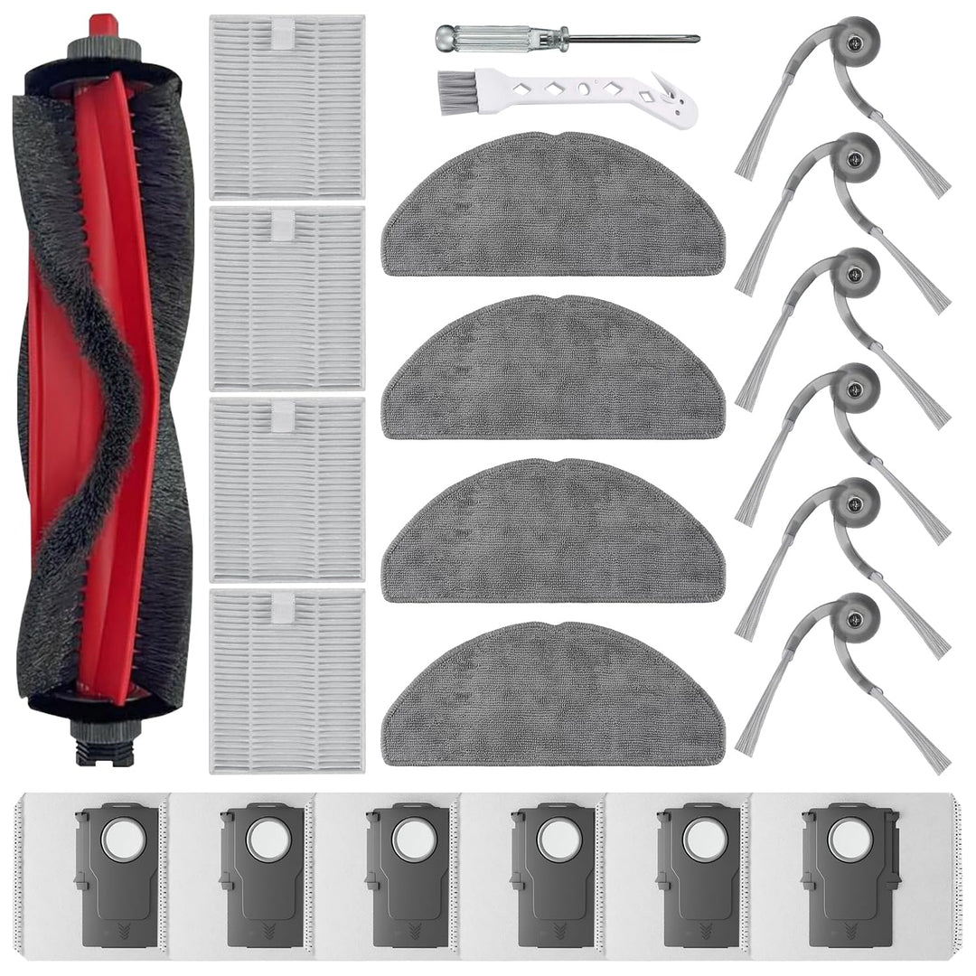 Zubehör für Roborock Q7 M5+ / Q7 L5+ Staubsauger, 1 Hauptbürste, 4 Hepa-Filter, 4 Wischtücher, 6 Sta