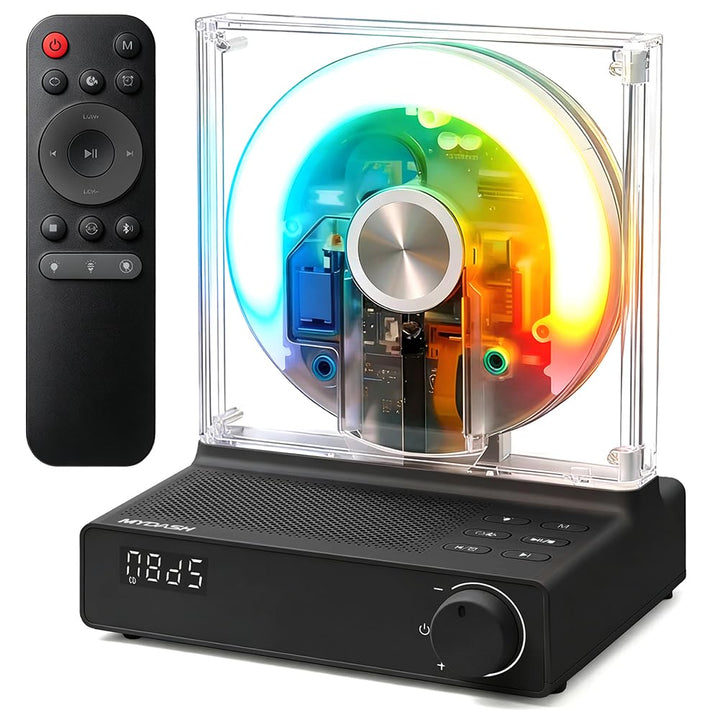 MYDASH Tragbarer CD Player mit Bluetooth 5.4 &amp; Lautsprecher - Schwarz, Schwarz