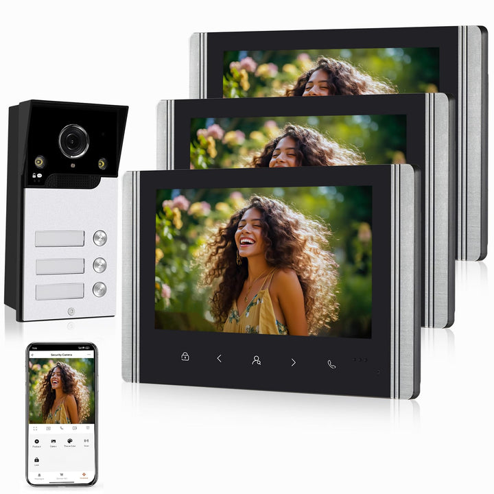 FTes RFKits WLAN Wireless Video Türsprechanlage,1080P Aussenkamera,7 Zoll Touchscreen Wireless Monit
