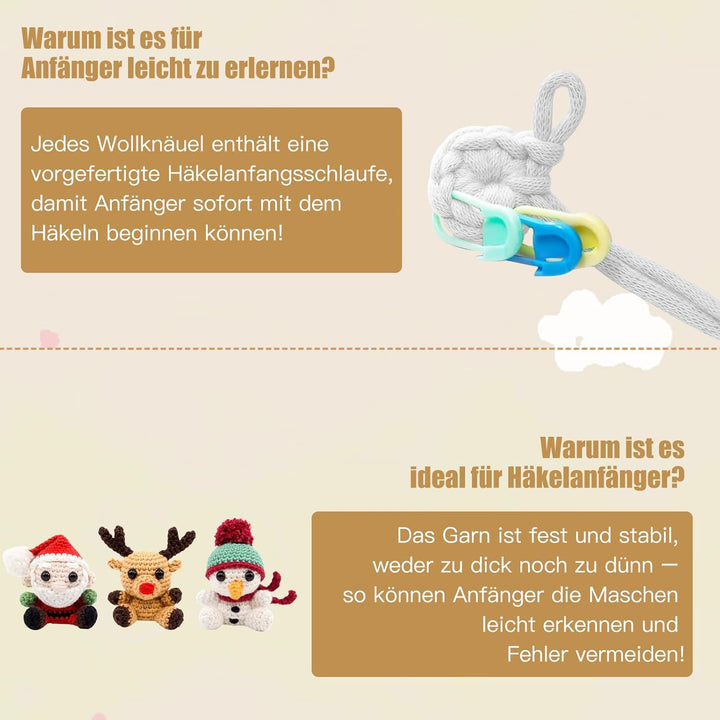 Jinfanshurich Häkelset für Anfänger, Komplettes Crochet Set mit Videoanleitung, Einfaches DIY Häkelt