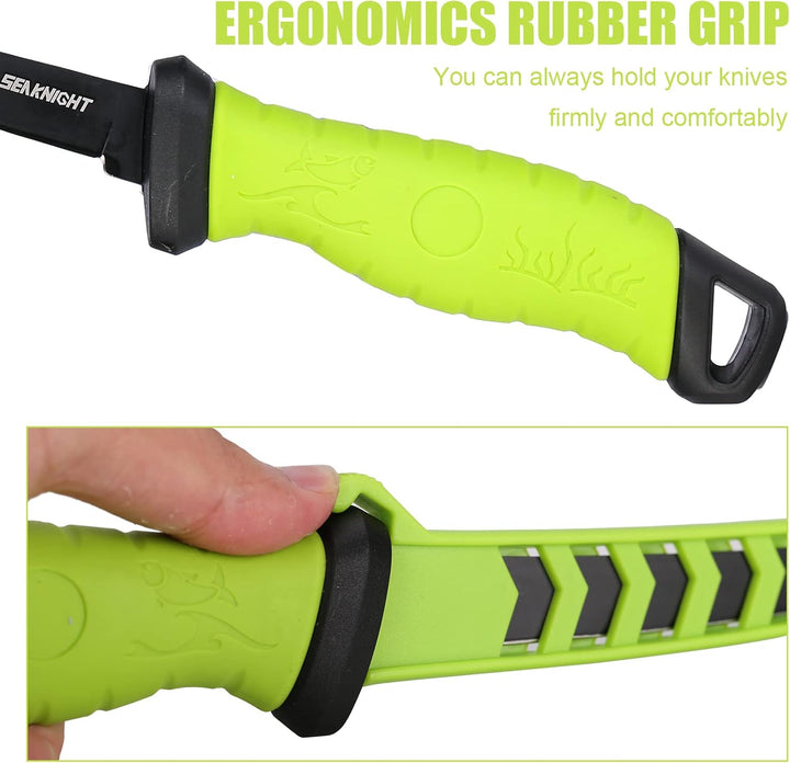 Seaknight Angelmesser 5" 7" 9" Rasiermesser scharfe Edelstahlklinge Filetmesser Rutschfester Gummigr
