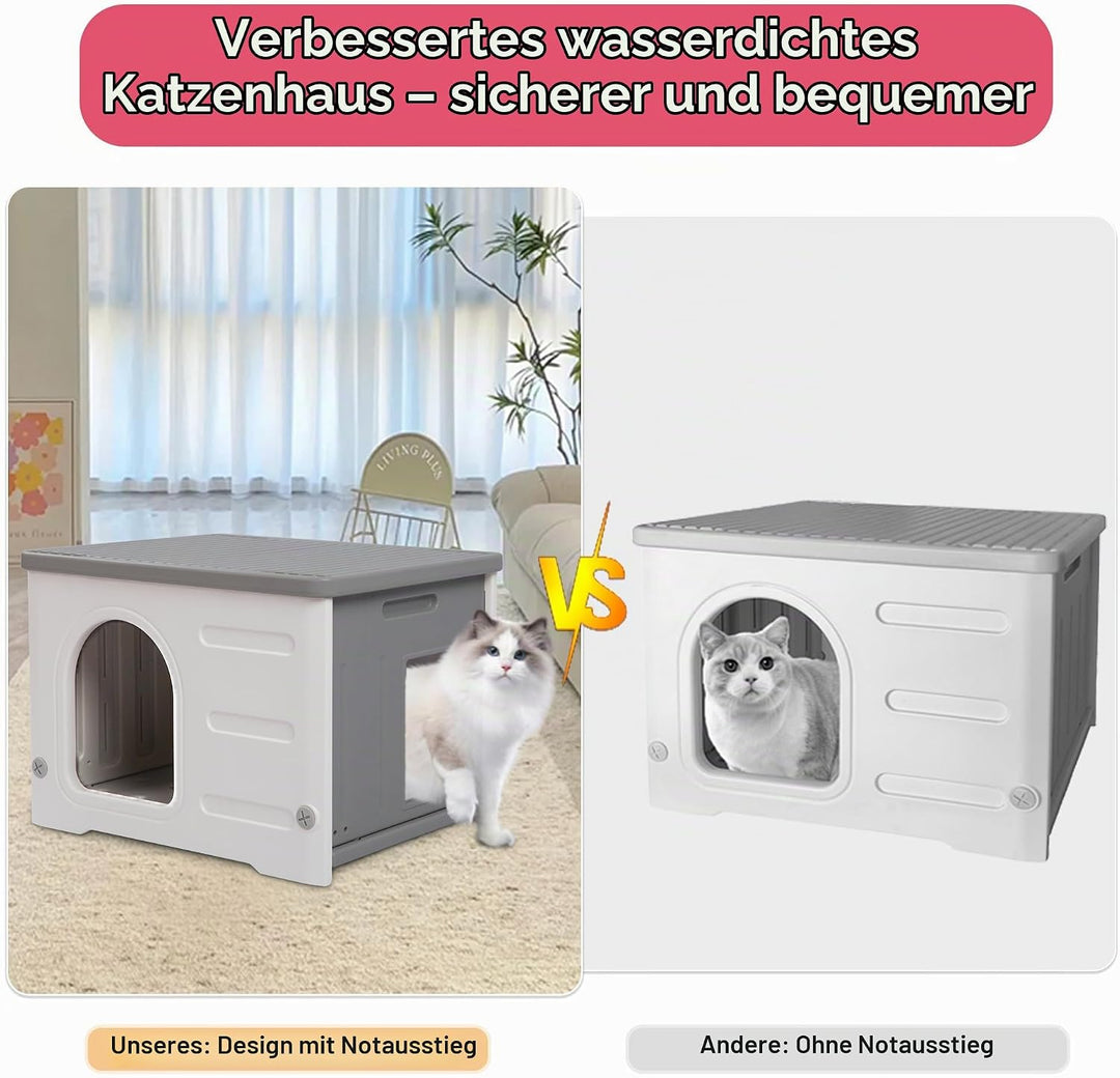 Katzenhäuser für Indoor-Katzen Kunststoff verwildert Outdoor-Katzenhaus Welpenunterkunft für kleine