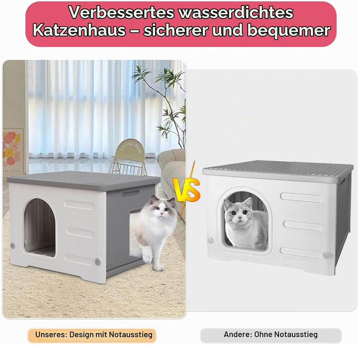 Katzenhäuser für Indoor-Katzen Kunststoff verwildert Outdoor-Katzenhaus Welpenunterkunft für kleine