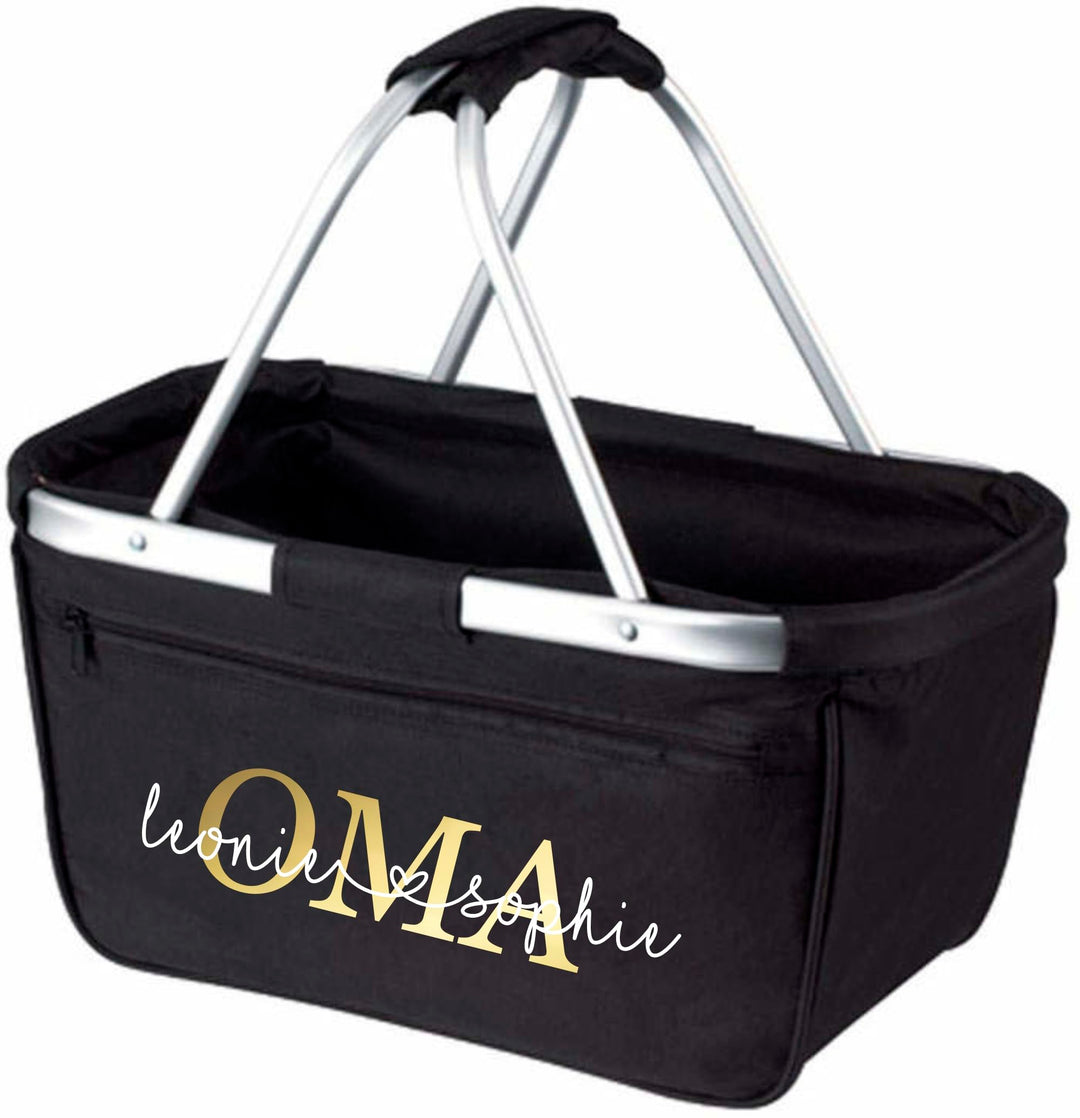 Einkaufskorb Oma - Personalisiert mit Name - Einkaufstasche faltbar Tragekorb mit Aufdruck - 45 x 25