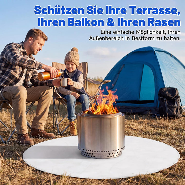 Qivine 120cm/48 Zoll Grillmatte Bodenschutz Rund Hitzebeständig bis 2000°F Silber 120 x 120 x 0.1 cm