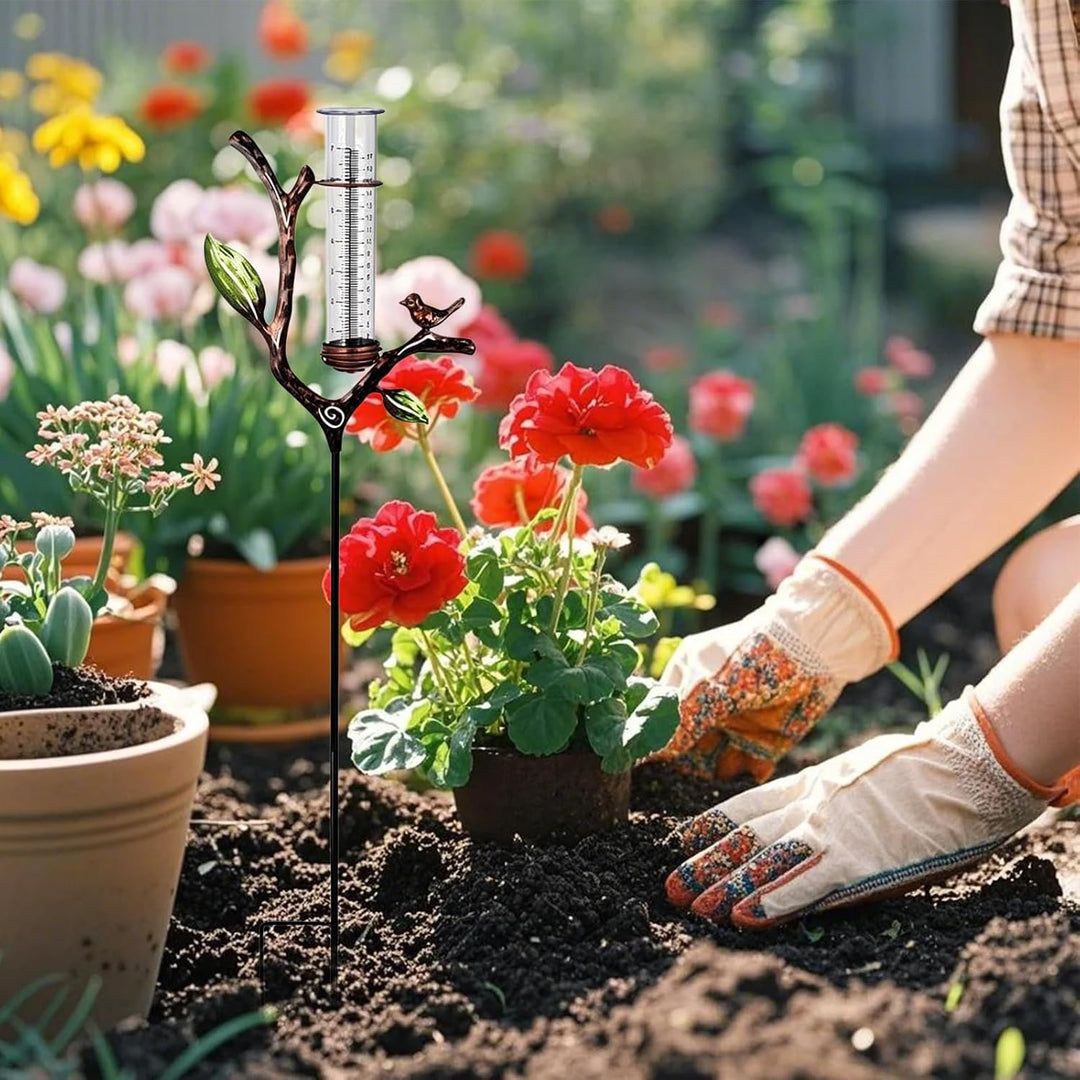 Regenmesser für Garten mit Stab: 87cm Gartendeko Niederschlagsmesser, Regenmesser Frostsicher, Niede