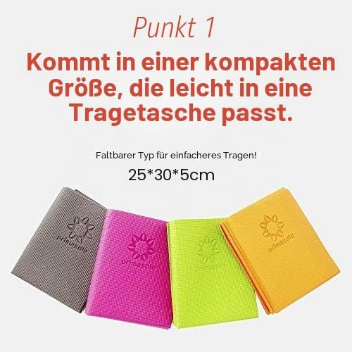 PRIMASOLE Faltbare Yoga-Reise-Pilates-Matte Schwarz, Schwarz