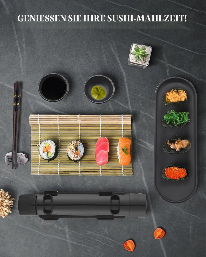 Sushi Maker Set, Sushi Set für Anfänger, Komplett Kit zum Selber Machen mit Sushi Bazooka, Bambus Ro