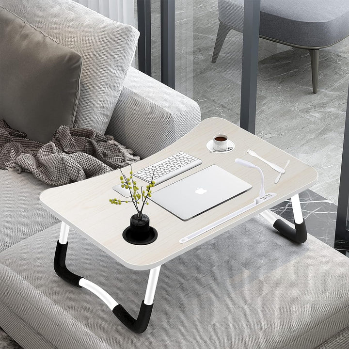 A3A ACADGQ Laptoptisch, Laptop Betttisch Klappbar, Notebook Tisch mit 4 USB-Ladeanschluss, Schublade