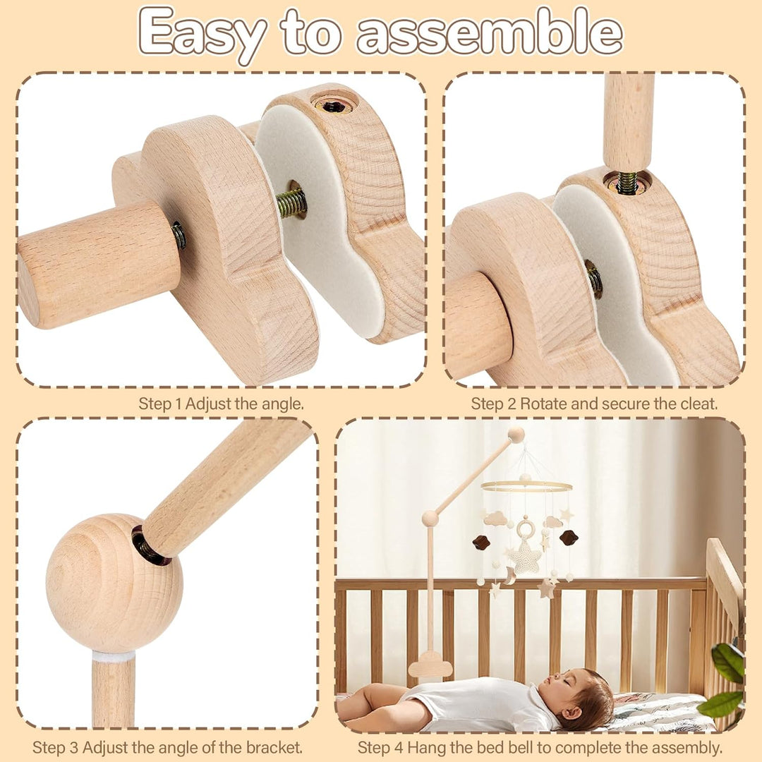 Baby Mobile Halterung für Babybett, Mobile Halterung Holz Wickeltisch, Abnehmbarer Baby-Mobile-Aufhä