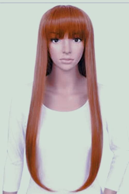 Prettyland Damen lange-haar Lang-Perücke mit Pony Glatte in Kastanienbraun Rot-Braun C759, braun