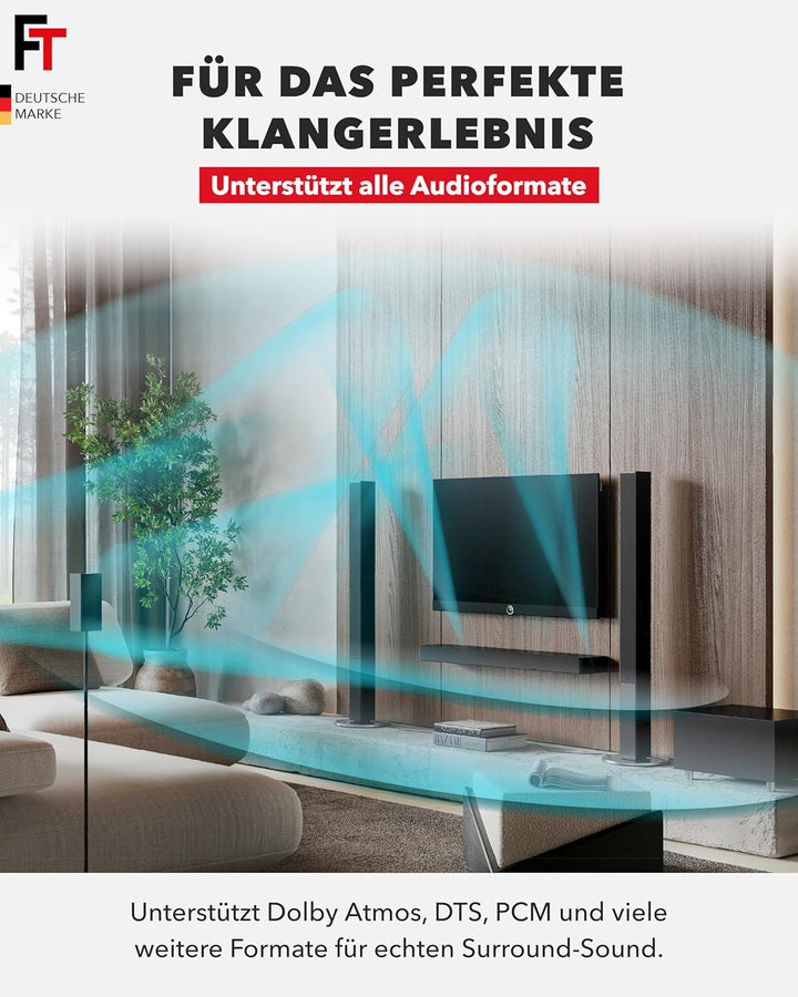FeinTech AX110 HDMI 2.1 eARC Audio Extractor Konverter für Fernseher mit HDMI-eARC Extractor mit HDM